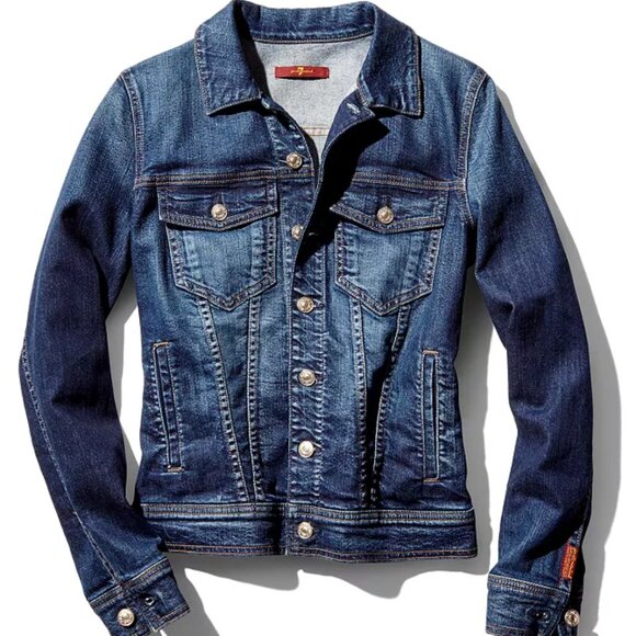 7 For All Mankind Classic Denim Jacket in Eden Port Size XS - Picture 4 of 10